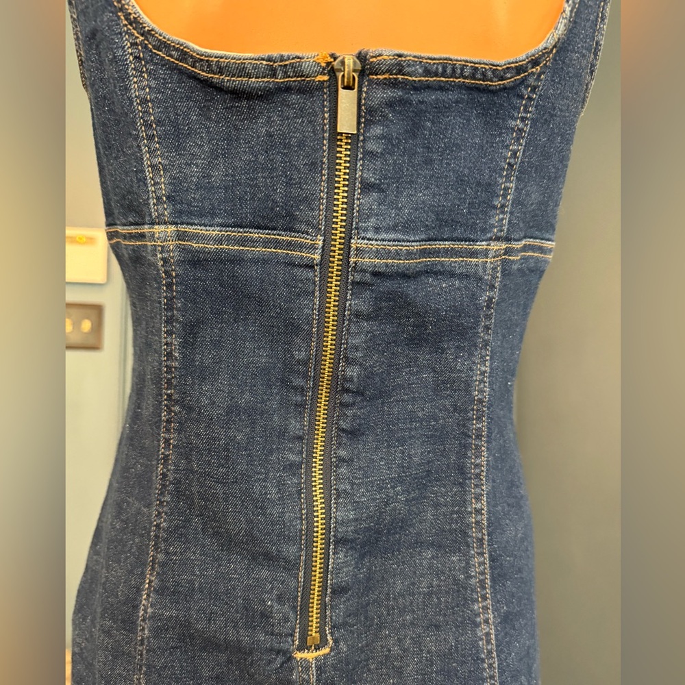 Wild Fable Denim Midi Dress Bodycon Slit Fitted Blue Size M - Picture 4 of 10
